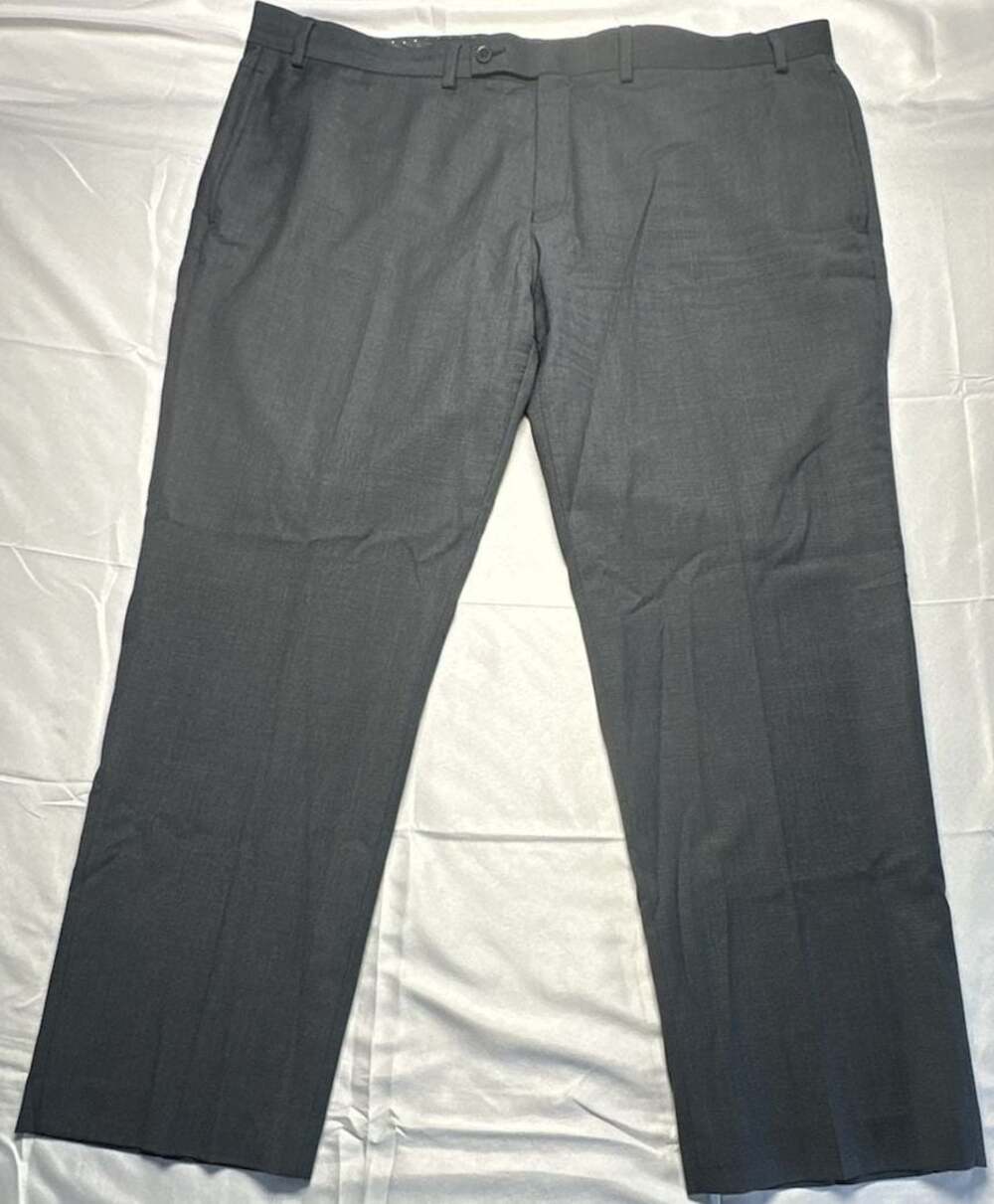 Collection by Michael Strahan Men Gray Dress Pant 42x29 Flat Front Career Slacks